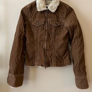 Abercrombie & Fitch Brown Jacket with Cream Collar